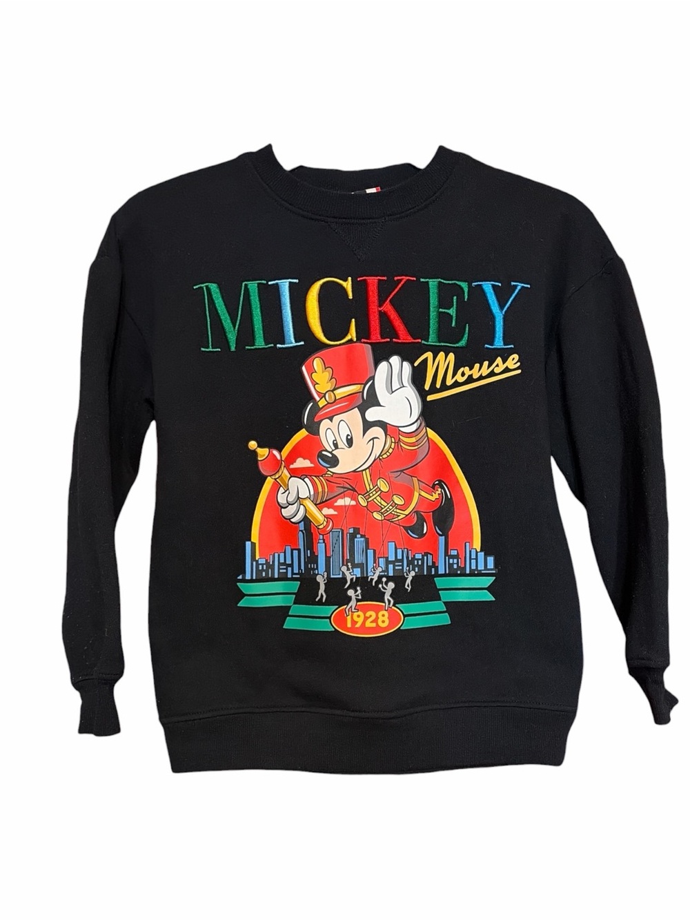 Disney Black Crewneck Sweatshirt with Multicolor Mickey Graphic
